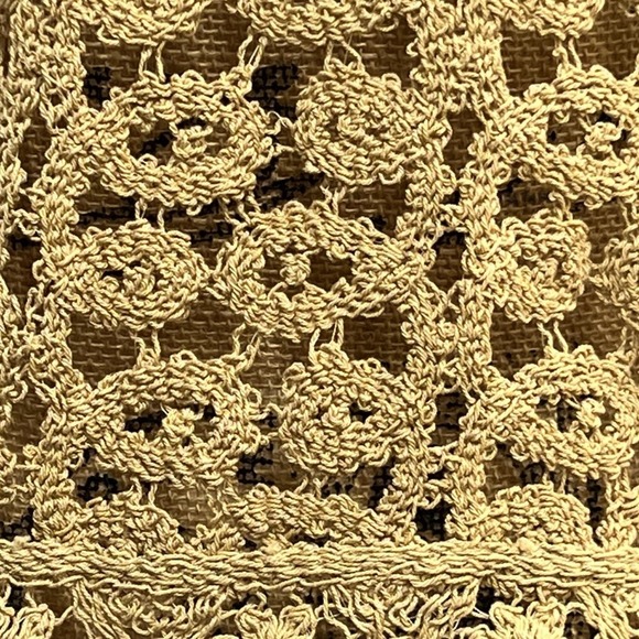 MILANA Hippie Tan Crochet Bell Sleeve Bolero Top with Hi Waist Jeans SZ  10 - Picture 11 of 15